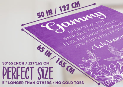 InnoBeta Gammy Gifts, Gifts for Gammy, Flannel Throw Blankets on Mother's Day, Christmas, Birthday, 50" x 65", Purple Flowers