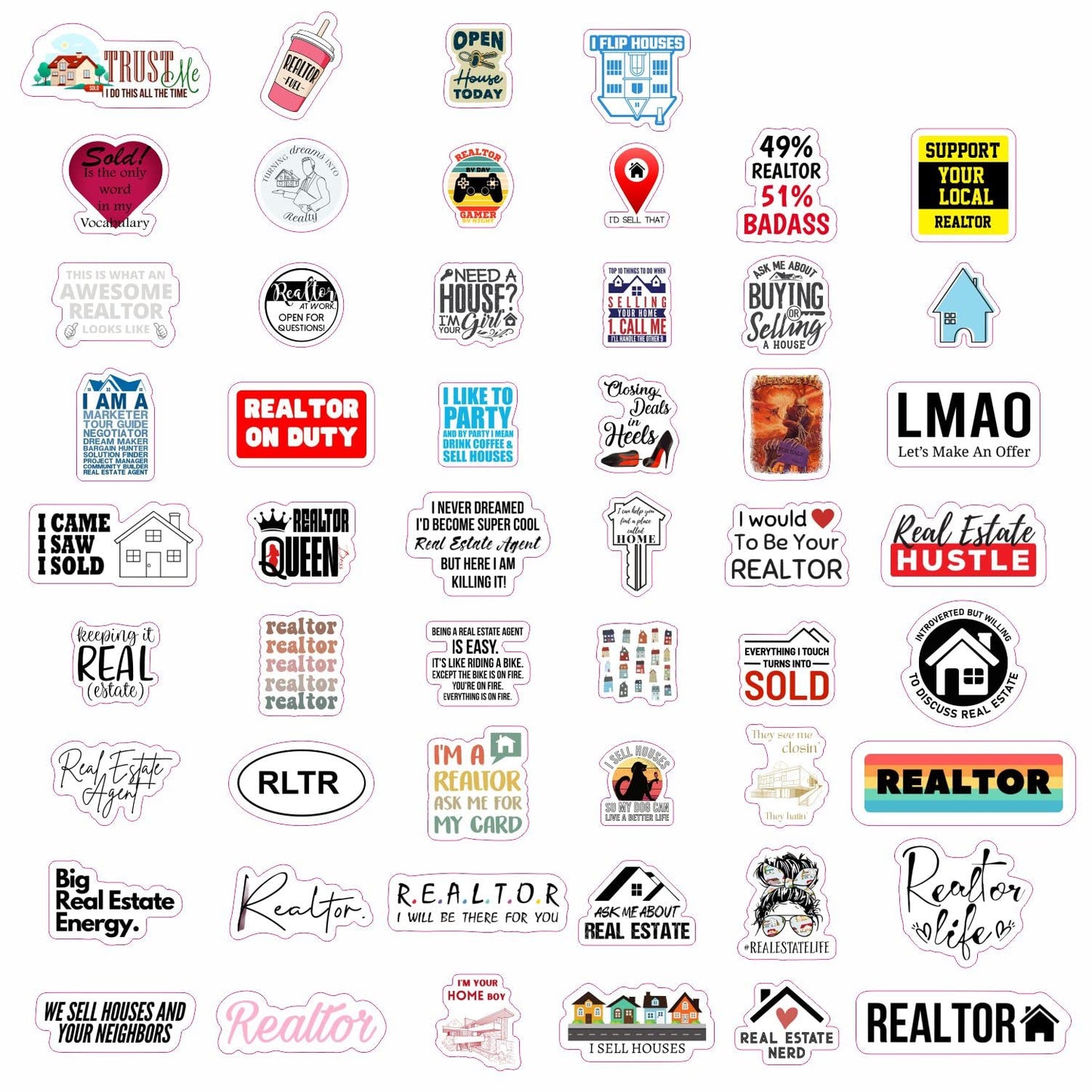 BulbaCraft 100 Pcs Funny Realtor Stickers, Real Estate Stickers, Funny Realtor Gifts for Women Agent, Real Estate Agent Presents, Gifts for Women & Men