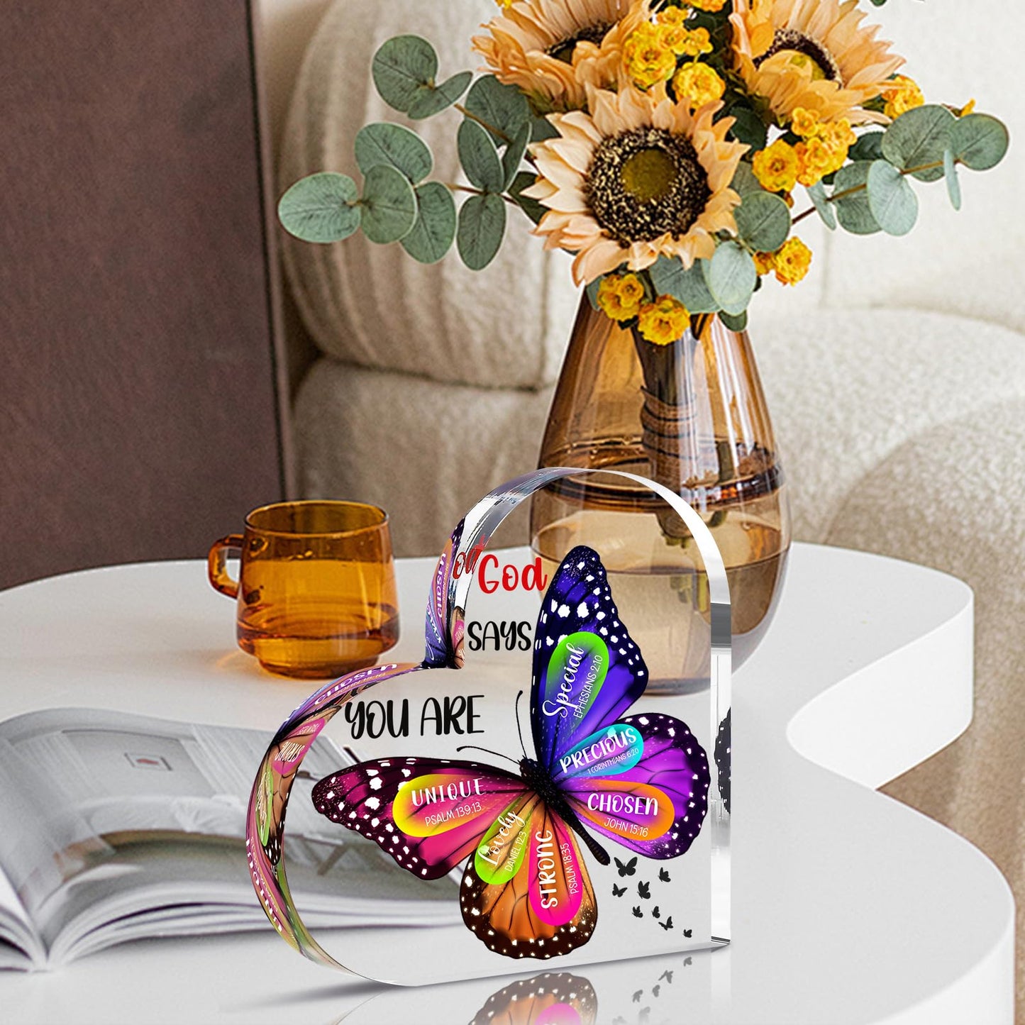 Christian Gifts for Women Mothers Day Gifts for Mom - Butterfly Inspirational Religious Gifts for Mom Wife Sister Friends Coworker Female Mothers Day Birthday Anniversary Present Home Art Decor Signs