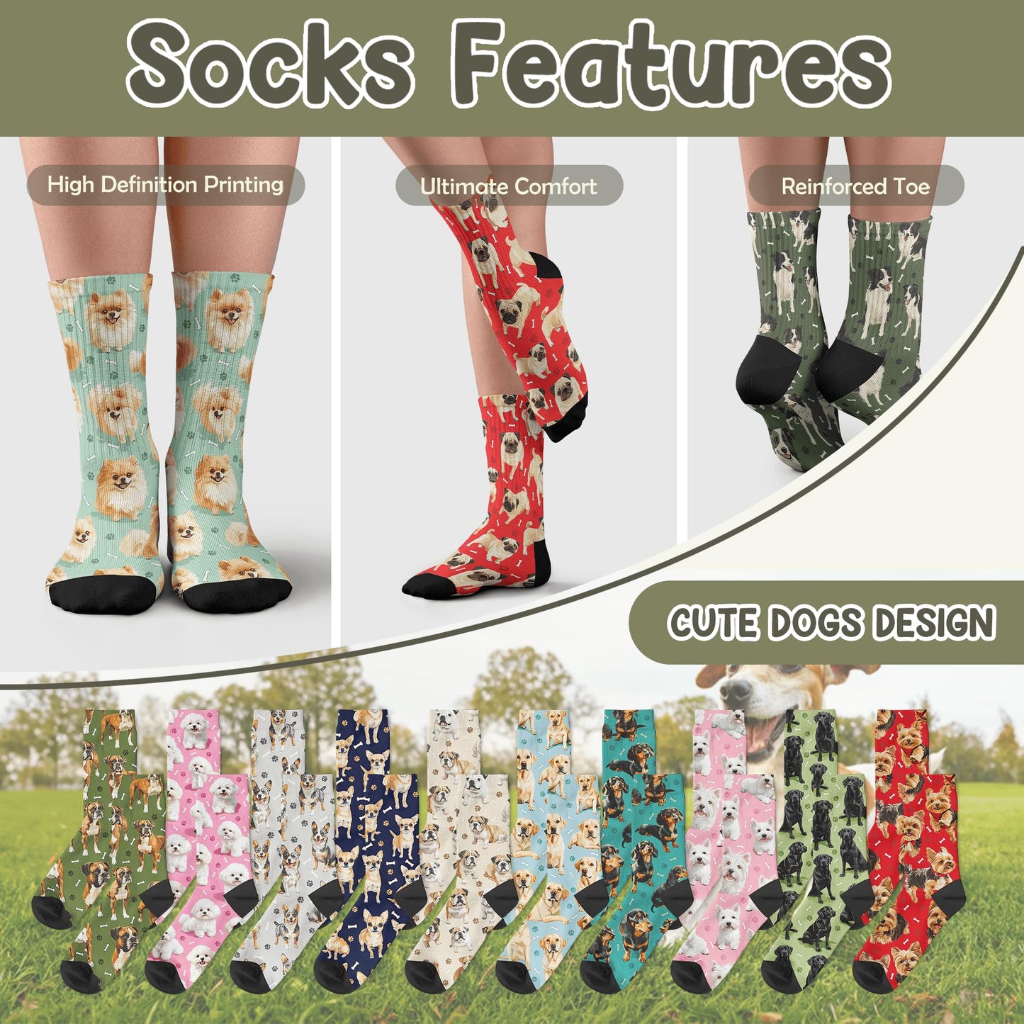 Dogs Socks for Women & Men, Novelty Gifts for Dog Lovers