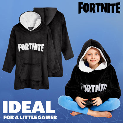 Fortnite Blanket Hoodie Gifts for Boys Teens, Oversized Fleece Pullover with Sherpa-Lined Hood, Wearable Blanket for Gamers
