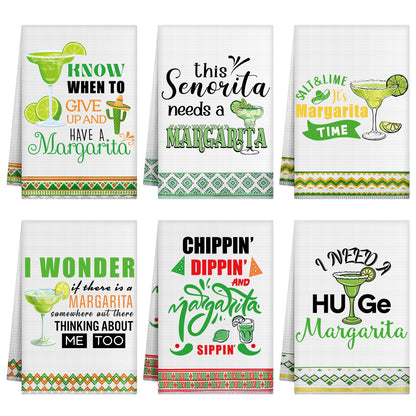 Remagr 6 Pcs Margarita Funny Kitchen Towels I Need a Huge Margarita Kitchen Towels Dish Towel for Taco Lovers Gifts Sweet Housewarming Gift