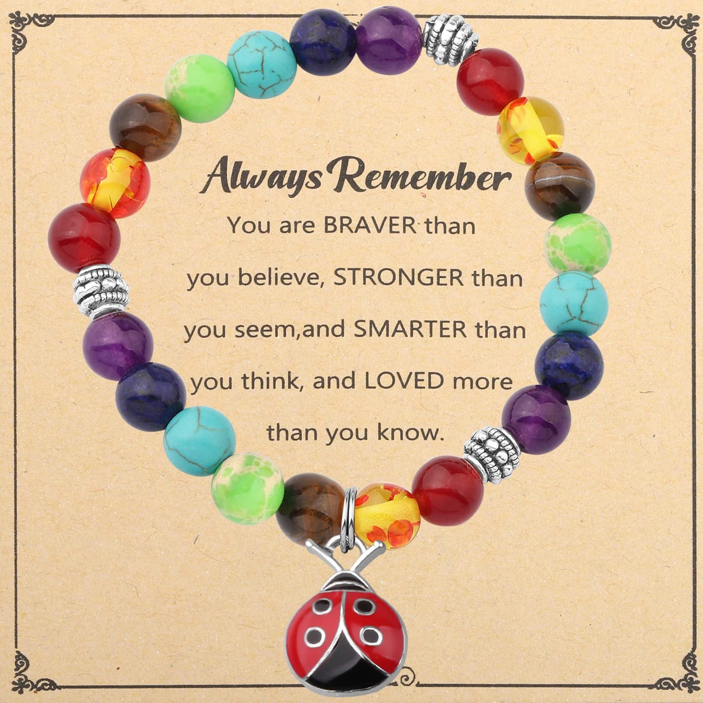 WSNANG Ladybug Bracelet Ladybug Pendant Necklace Ladybug Lover Gift Good Ladybug Jewelry Gift for Friends (Always Ladybug C-Br, 8 * 8cm)
