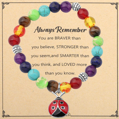 WSNANG Ladybug Bracelet Ladybug Pendant Necklace Ladybug Lover Gift Good Ladybug Jewelry Gift for Friends (Always Ladybug C-Br, 8 * 8cm)