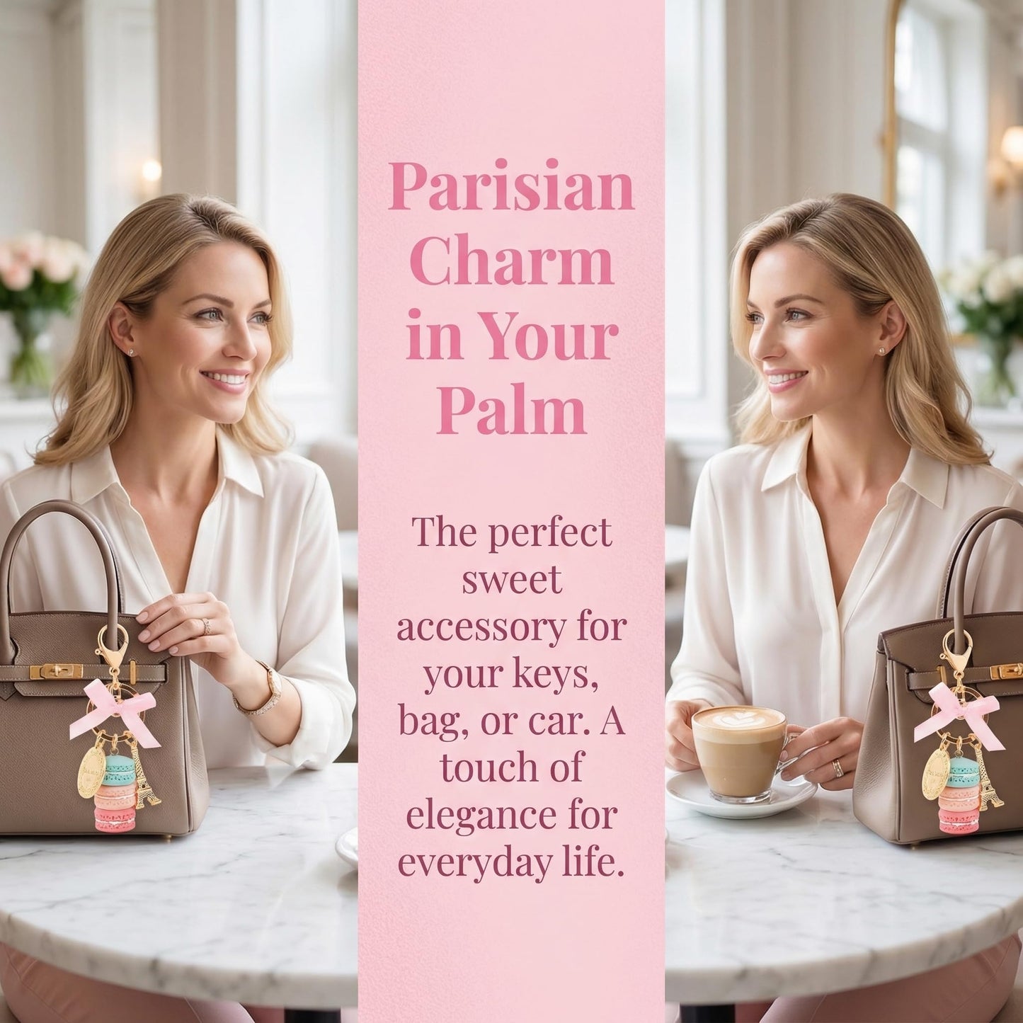 Keychain Ring Eiffel Tower Macaron Charm Cute Pendant Bag Charm Purse