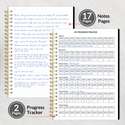 2026 Fitness Workout Journal Planner for Women & Men, JAN 2026 - DEC 2026 Exercise Planner, 6.4" x 8.3" Workout Calendar Journal Essentials Gift for Goals, Tracking, Gifts with PVC Plastic Cover,Black