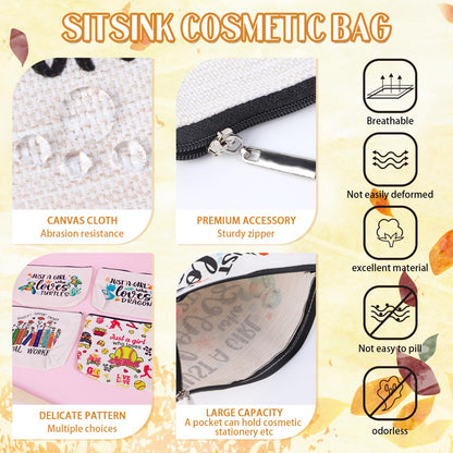 Sitsink Funny Gifts for Chicken Lovers - Just a Girl Who Loves Chickens Unique Gifts for Women, Rooster Flower Bouquet Makeup Bags, Gifts for Best Friends Birthday, Chicken Mom Stuff Girls Gifts