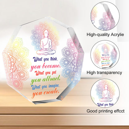 Buddhist Zen Gifts for Women Men Spiritual Meditation Gifts for Women Buddha Acrylic Sign Plaque Yoga Room Meditation Room Decor Sign Zen Den Buddhist Decor Gift for Yoga Lovers Instructor