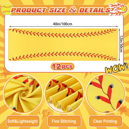 Tujoe 36 Pcs Softball Party Favors 40 x 12 Cooling Workout Towel Mini Portable Handheld Fan with Lanyards Clear Softball Gift Bag with Handles and Stickers for Sport Team Gift, Battery Not Include