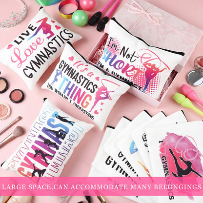 12 Pcs Gymnastics Makeup Bag Inspirational Gymnast Lover Gifts Gymnast Cosmetic Bag for Girls Women Daughter Gymnastics Coach Sports Lovers Birthday