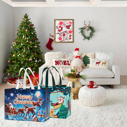 sishunhang 24 Pack Large Christmas Gift Bags 12.8"*6.7"*9.8", Reusable Non-Woven Jumbo Tote Bags with Handles For Christmas Surprise, Xmas Party Supplies Wrapping Shopping