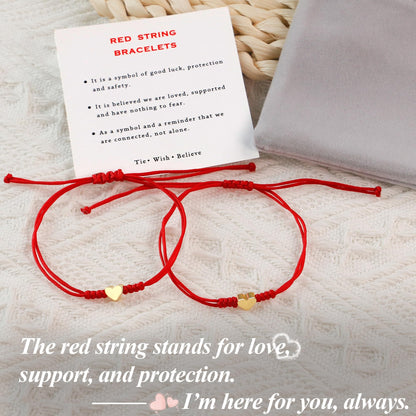 PEALICIOUS Father and Daughter Bracelets, 2PCS Fathers Day Gift from Daughter with Red String Bracelet, Back to School Pinky Promise Jewelry Matching Couple Best Friend for Her as Protection Jewelry