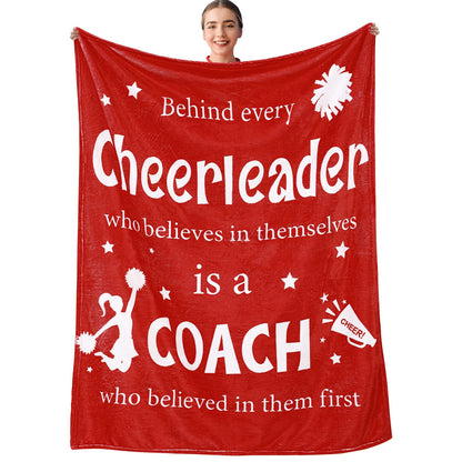 Tingjoo Cheer Coach Gift for Women 40‘' x 50‘' Cheerleader Blanket Cheerleading Appreciation Gift Cheer Blanket for Birthday Graduation Retirement Sports Party(Red)