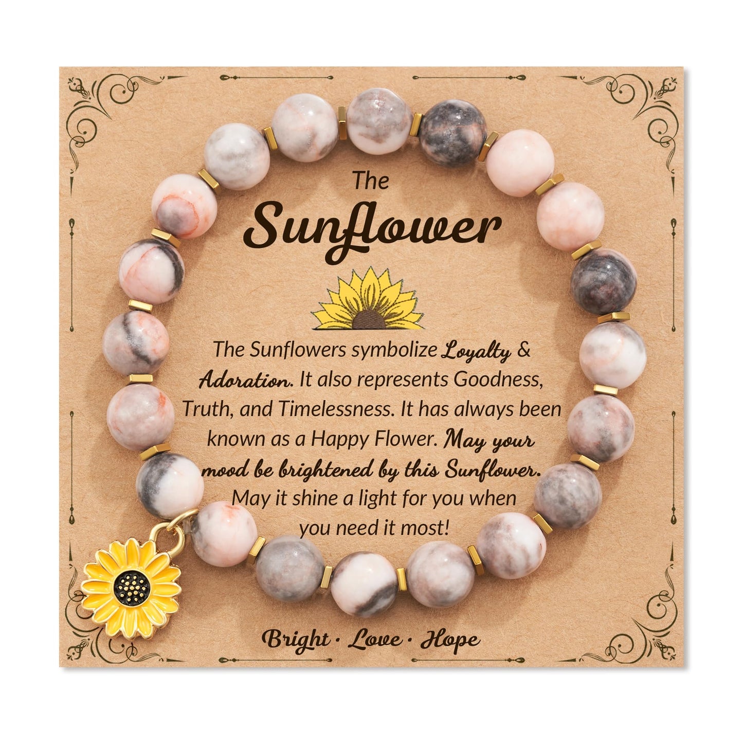 𝗦𝘂𝗻𝗳𝗹𝗼𝘄𝗲𝗿 𝗚𝗶𝗳𝘁𝘀 𝗳𝗼𝗿 𝗪𝗼𝗺𝗲𝗻, Sunflower Bracelet Jewelry 𝗖𝗵𝗿𝗶𝘀𝘁𝗺𝗮𝘀 Birthday Inspirational Gifts for Women Friends Daughter Niece Granddaughter Adults