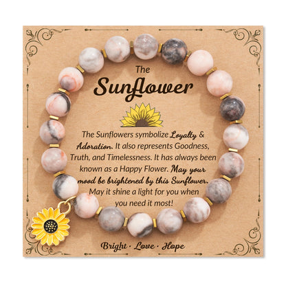 𝗦𝘂𝗻𝗳𝗹𝗼𝘄𝗲𝗿 𝗚𝗶𝗳𝘁𝘀 𝗳𝗼𝗿 𝗪𝗼𝗺𝗲𝗻, Sunflower Bracelet Jewelry 𝗖𝗵𝗿𝗶𝘀𝘁𝗺𝗮𝘀 Birthday Inspirational Gifts for Women Friends Daughter Niece Granddaughter Adults