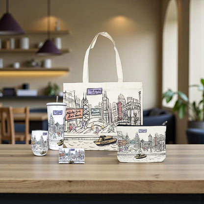 Cities Around the World Artwork Tote Bag Series- Designed in the USA, 17"x14", Double Sided Print, Souvenir & Gift
