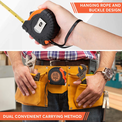 Fathers Day Dad Gifts from Daughter Son Wife, Dad Birthday Gifts, First Fathers Day for New Dad Daddy Useful Stuff, Best Dad Ever Gift, Father in Law Genuine Leather Engraved 25 FT Tape Measure Tools