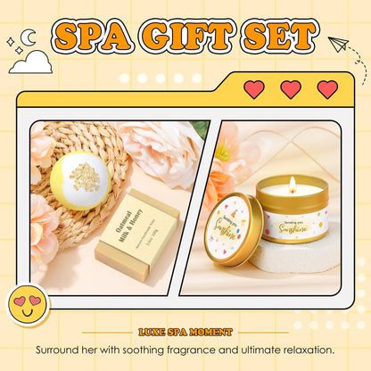 Gift Baskets for Women Unique Birthday Gifts for Women self care cheer up gifts set pick me up gift box for Woman teen girls best friend Sister Ladies Friendship Her - Inspirational Yellow Present