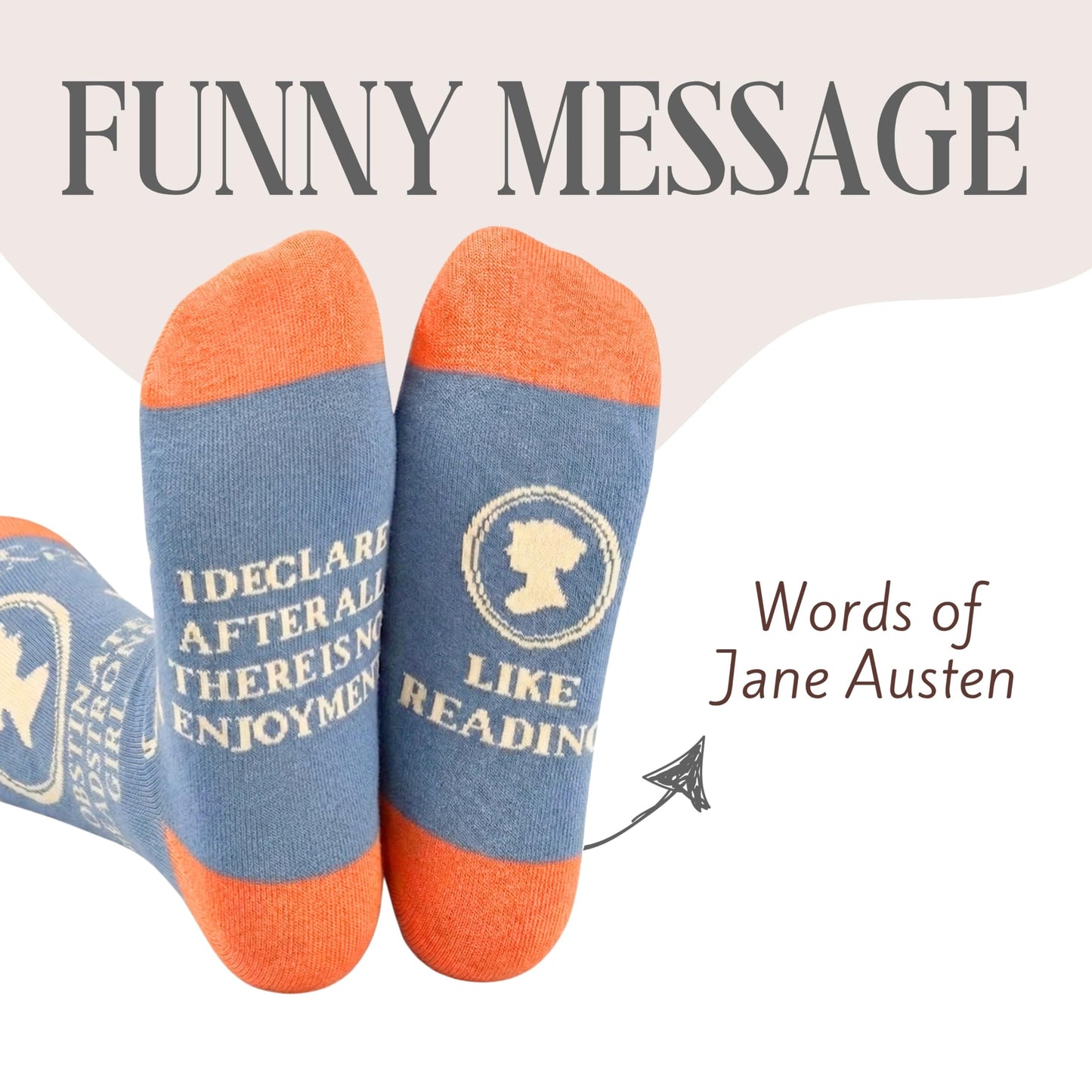 InnoBeta Jane Austen Gifts for Women/Girls, Jane Austen Lover Gifts Socks for Birthday & Christmas, One Size Crew Socks