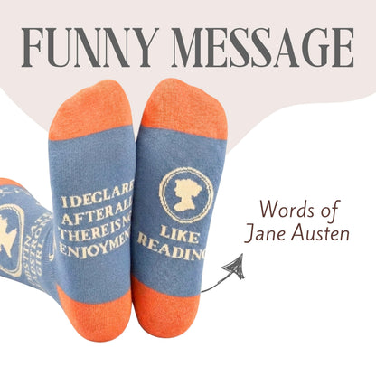 InnoBeta Jane Austen Gifts for Women/Girls, Jane Austen Lover Gifts Socks for Birthday & Christmas, One Size Crew Socks