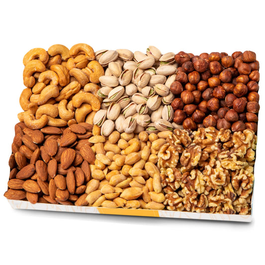 Nuts com Nuts Assortment Tray – Mixed Nut Sampler Box for Father's Day & Festive Gifts – 2 lb Care Package Includes a Heart Healthy Variety of Cashews, Pecans, Pistachios & More
