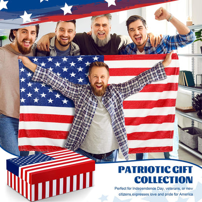 Nuanchu 8 Pcs New Us Citizenship Gifts American Flag Gifts Set with Citizen Glass Candle American Flag Blanket Sock Bandana Bracelet Patriotic Gift Box Congratulations Card for Veterans