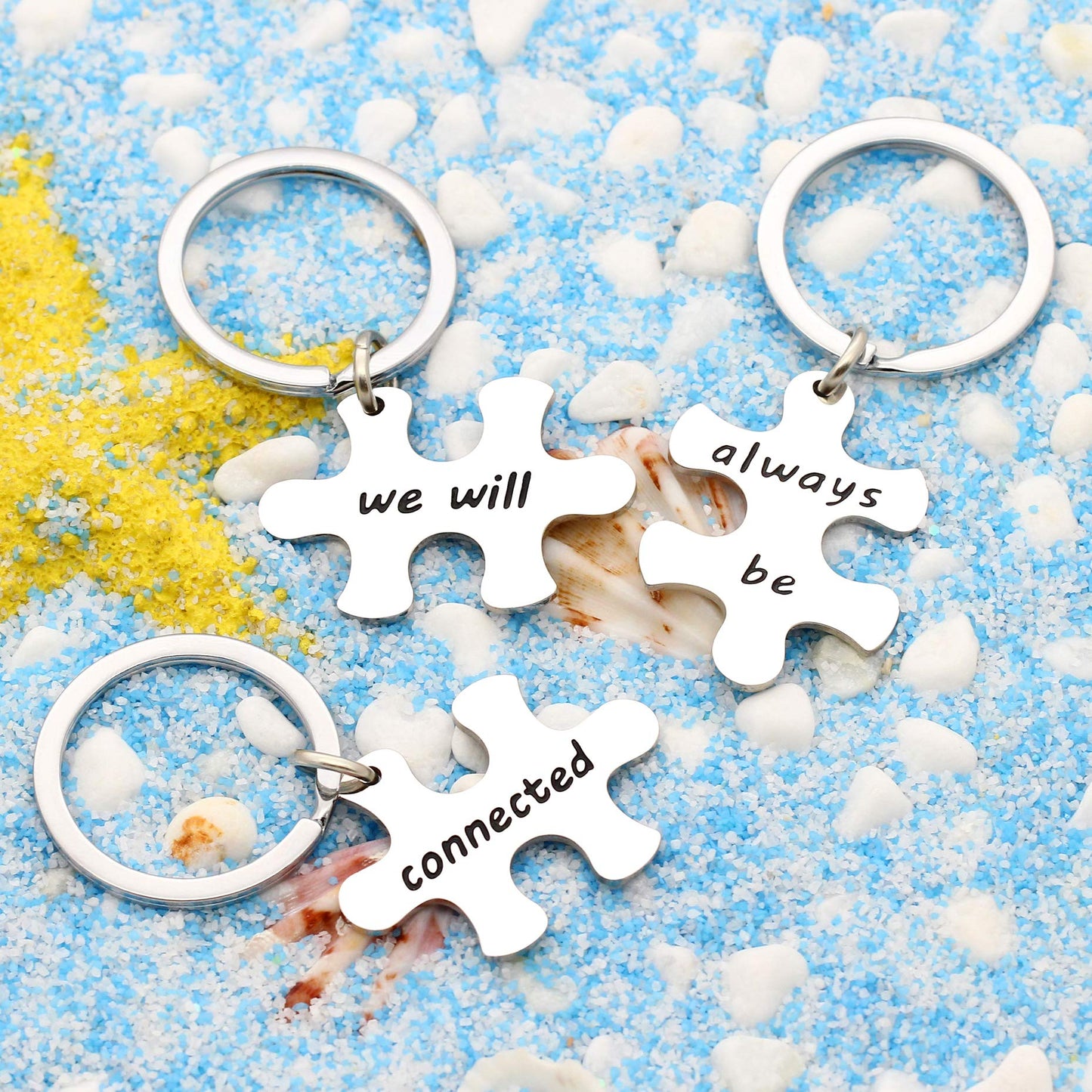 3pcs Best Friends Brothers Sisters Gifts Key Chain Set Friendship Long Distance Gifts - We will always be connected Keychain