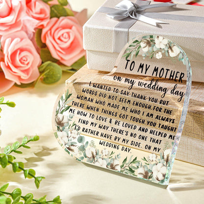 Chunful Acrylic Heart Keepsake Wedding Gift from Daughter, Gifts for Mother of the Bride - Decorative Heart(Eucalyptus Cotton)