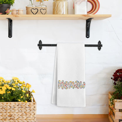 Memaw Gifts Kitchen Towels, Funky Memaw Gifts from Grandkids, Mothers Day Birthday Gift for Grandma, Wildflower Grandma Hand Dish Tea Towel for Kitchen Decor, 16x24 Inch
