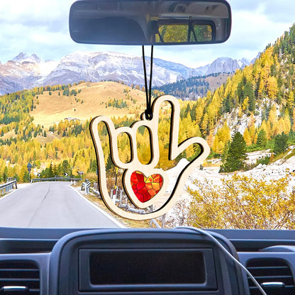 I Love You Acrylic Hanging Ornament, ASL Hand Sign Rock and Roll Gift Decoration, Sweet Acrylic Heart Hands Decor for Friendship Gift, Send Love to Sister, Bestie Friends Family
