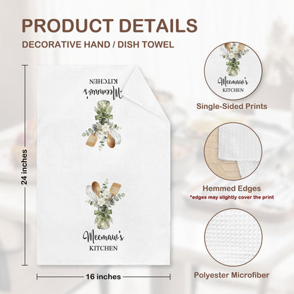 Meemaw Gifts Kitchen Towel 16x24, Grandma Grandmother Hand Towel Decor, Floral Botanical Meemaw's Kitchen Utensils Decor Microfiber Dish Cloths Dishcloths Decorative