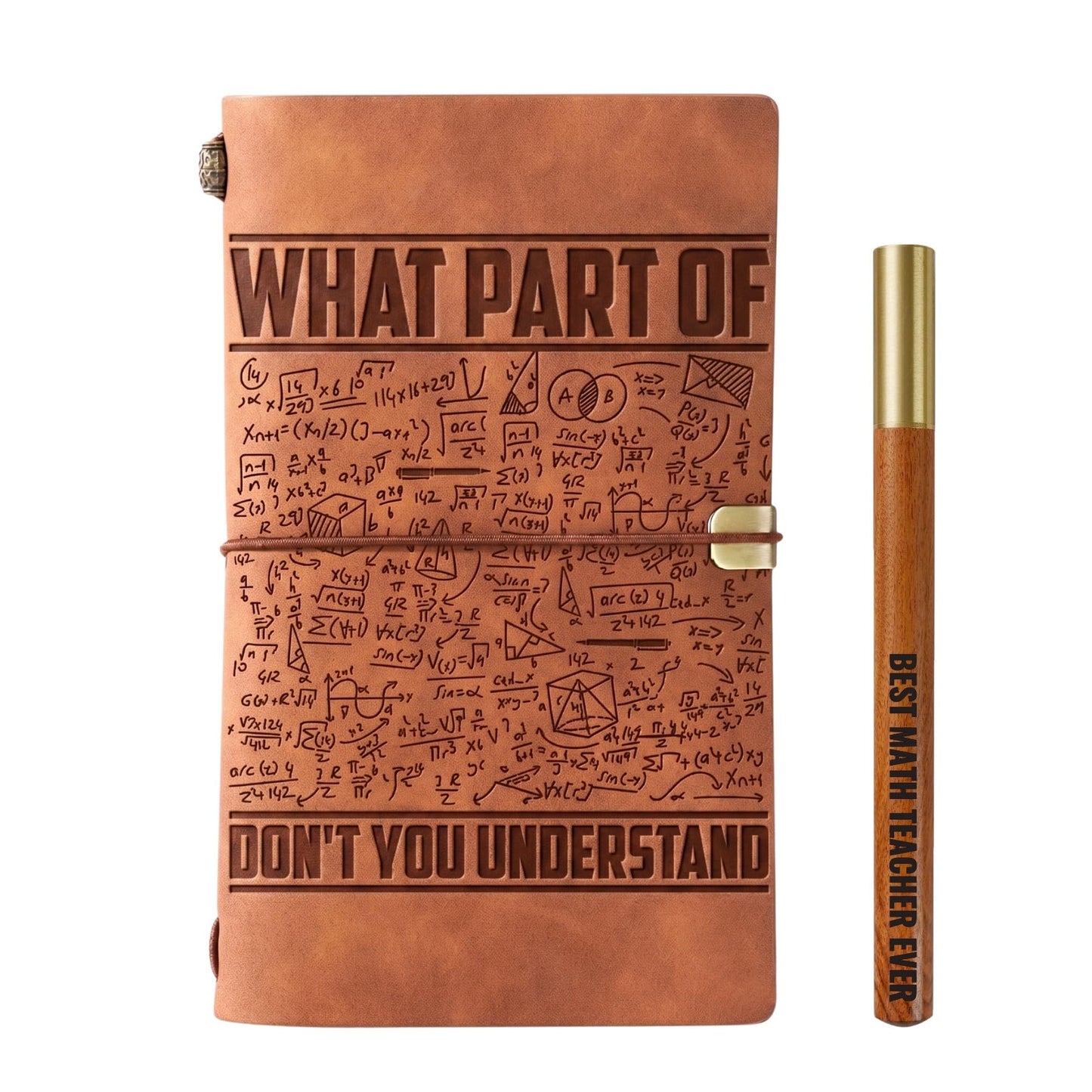 InnoBeta Math Teacher Gifts, Journal Pen Set for Engineers on Birthday, Christmas, Unique Notebook, Sketchbook, Travel Diary, Lined Planner, 7.8x5 Inches, Brown