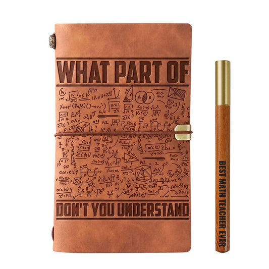 InnoBeta Math Teacher Gifts, Journal Pen Set for Engineers on Birthday, Christmas, Unique Notebook, Sketchbook, Travel Diary, Lined Planner, 7.8x5 Inches, Brown