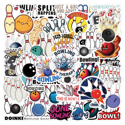 Bowling Stickers Pack, 55PCS Vinyl Waterproof Accessories & Gifts for Girls & Boys, Helmet Decals for Water Bottles,Bowling Sticker for Luggage, Teaching Incentives, Gifts for Kids, Teens and Adults