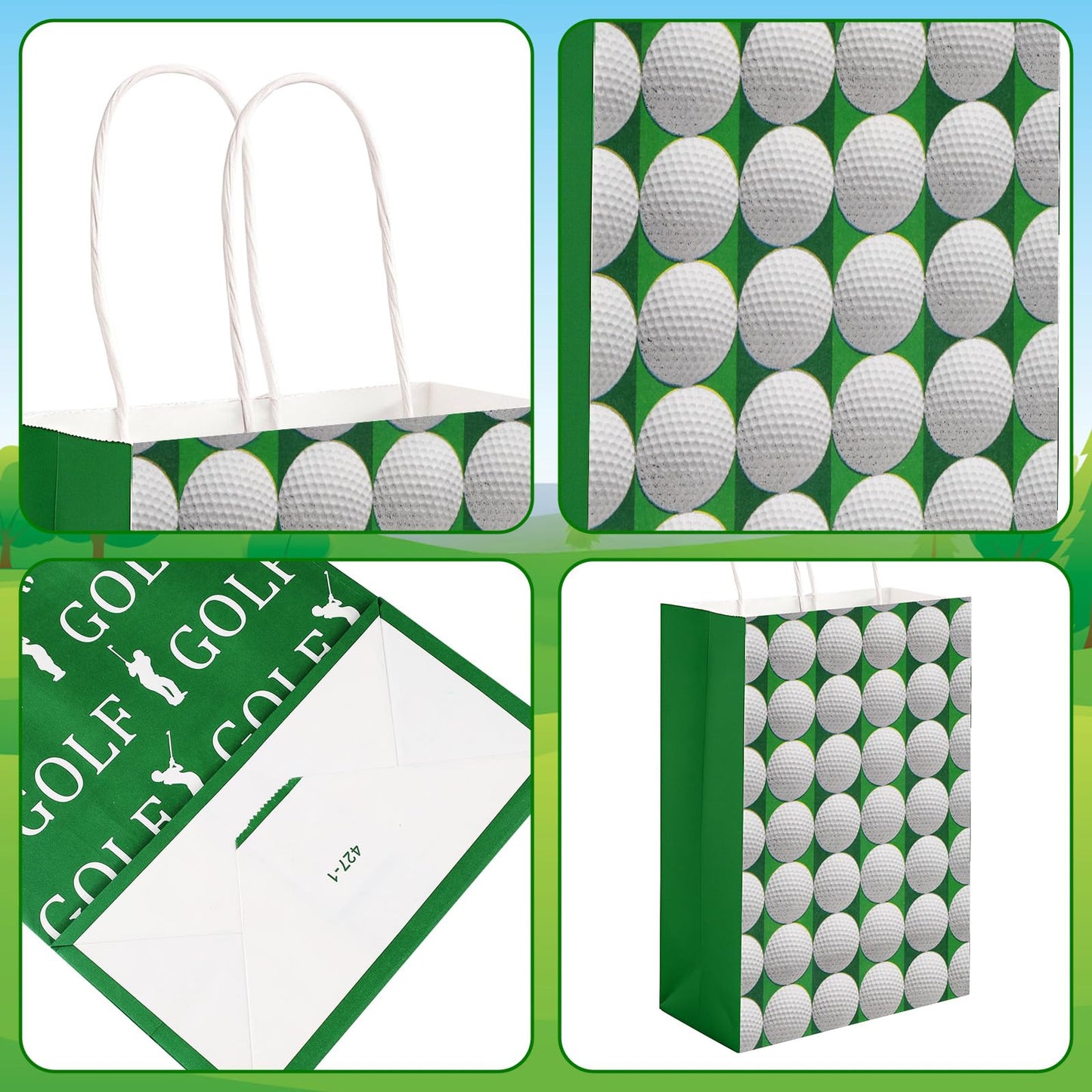 Golf Party Favor Bags - Golf Themed Goodie Bags with Handles for Birthday Decorations, Golfs Gift Bags, Golfs Theme Birthday Goody Paper Bags for Men Women Sports Events Party Favor Supplies