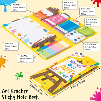 B1ykin Cute Sticky Notes Set - World’s Best Art Teacher Self-Stick Notes Pad, 550 Sheets Writing Memo Pages Sticky Notepad for Appreciation Gifts, School Office Party Supplies (Art Teacher)