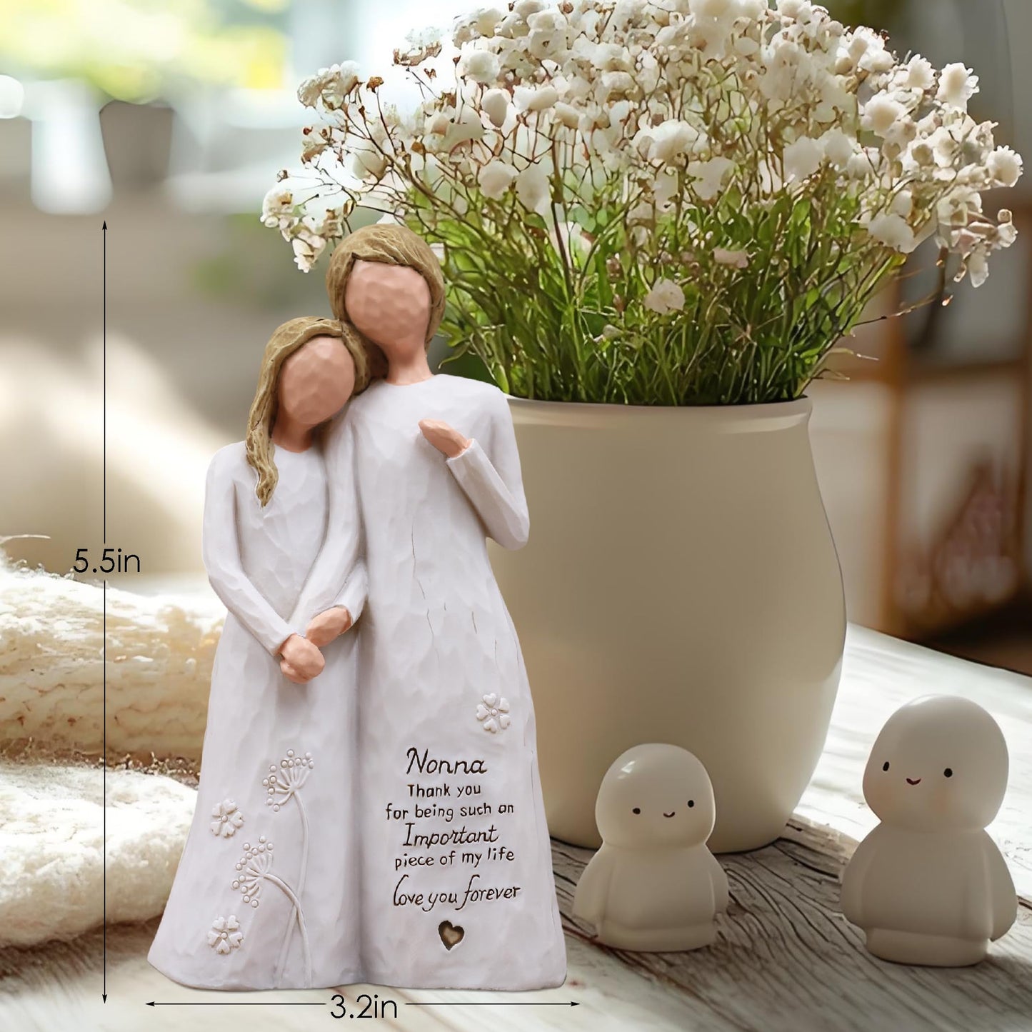 Nonna Gifts for Grandma, Gifts for Nonna, Nona Gift for Mothers Day Christmas Birthday, Grandmother Granddaughter Embrace Hand-Painted Sculpted Resin Figurine