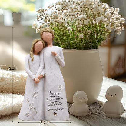 Nonna Gifts for Grandma, Gifts for Nonna, Nona Gift for Mothers Day Christmas Birthday, Grandmother Granddaughter Embrace Hand-Painted Sculpted Resin Figurine