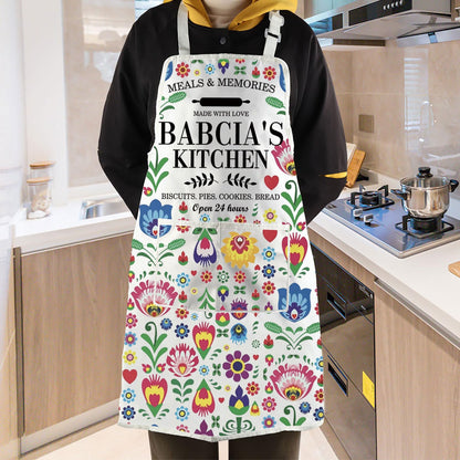 WCGXKO Polish Babcia Kitchen Apron Polish Grandma Birthday Gift Babcia Gift Babcia Retirement Gift
