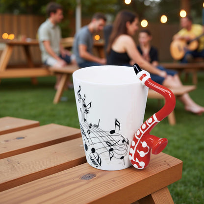 Sax Mug Sax Coffee Mug Gift for Saxophone Players Musician - 13.5 oz Saxophone Cup Gifts for Music Lovers - Music Coffee Mugs Birthday Christmas Gifts for Men Women(Red)