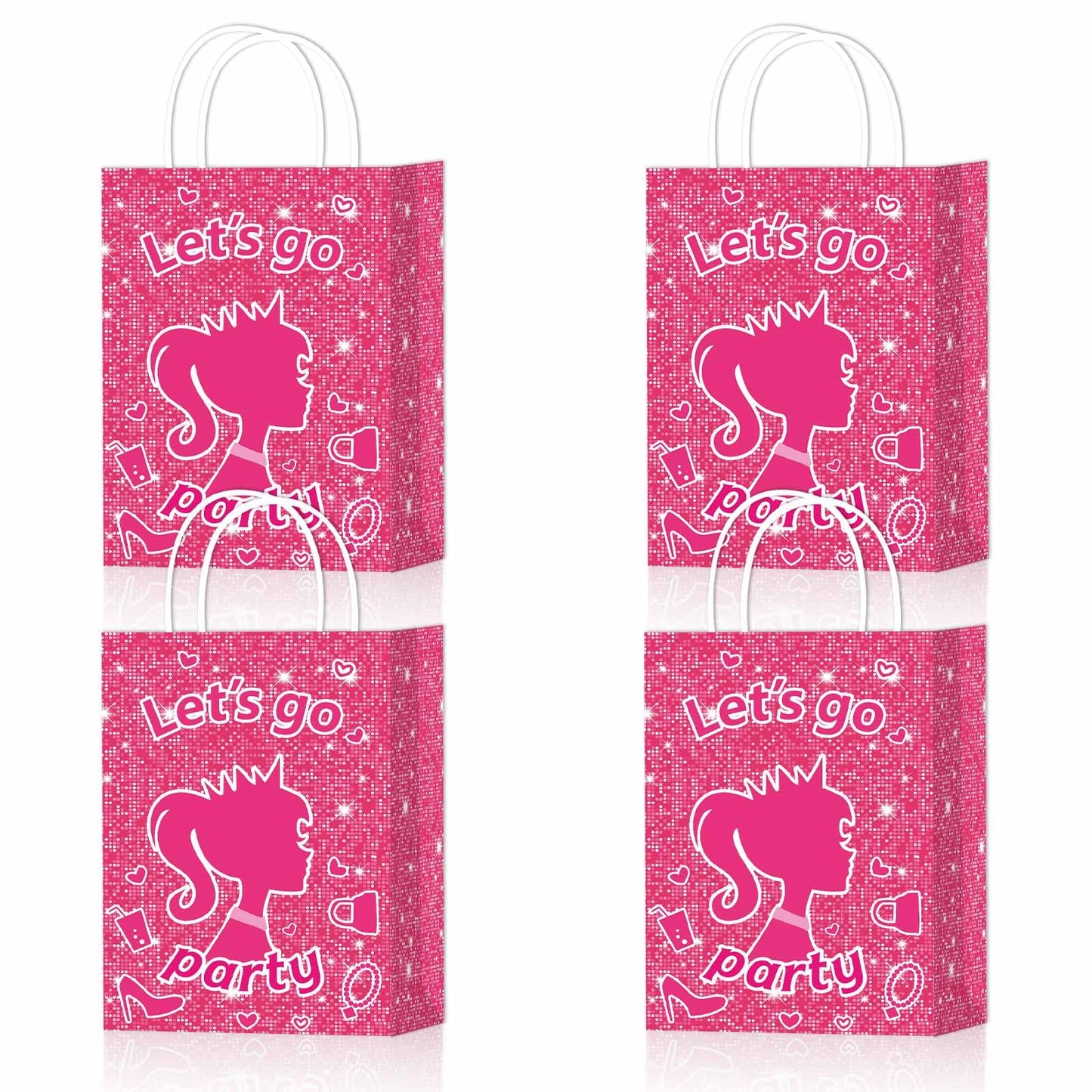 Zliisang 16pcs Pink Princess Party Favor Bags Princess Goodie Gift Bags for Kids Birthday Party Decorations Gift Supplies