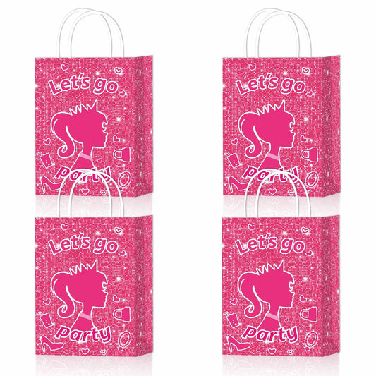 Zliisang 16pcs Pink Princess Party Favor Bags Princess Goodie Gift Bags for Kids Birthday Party Decorations Gift Supplies