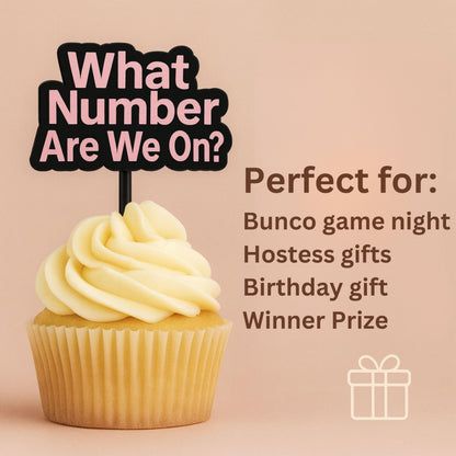 Bunco Cupcake Toppers – 8 Fun Bunco Sayings – Reusable Party Picks for Cupcakes & Snacks – Great Bunco Gift or Door Prize