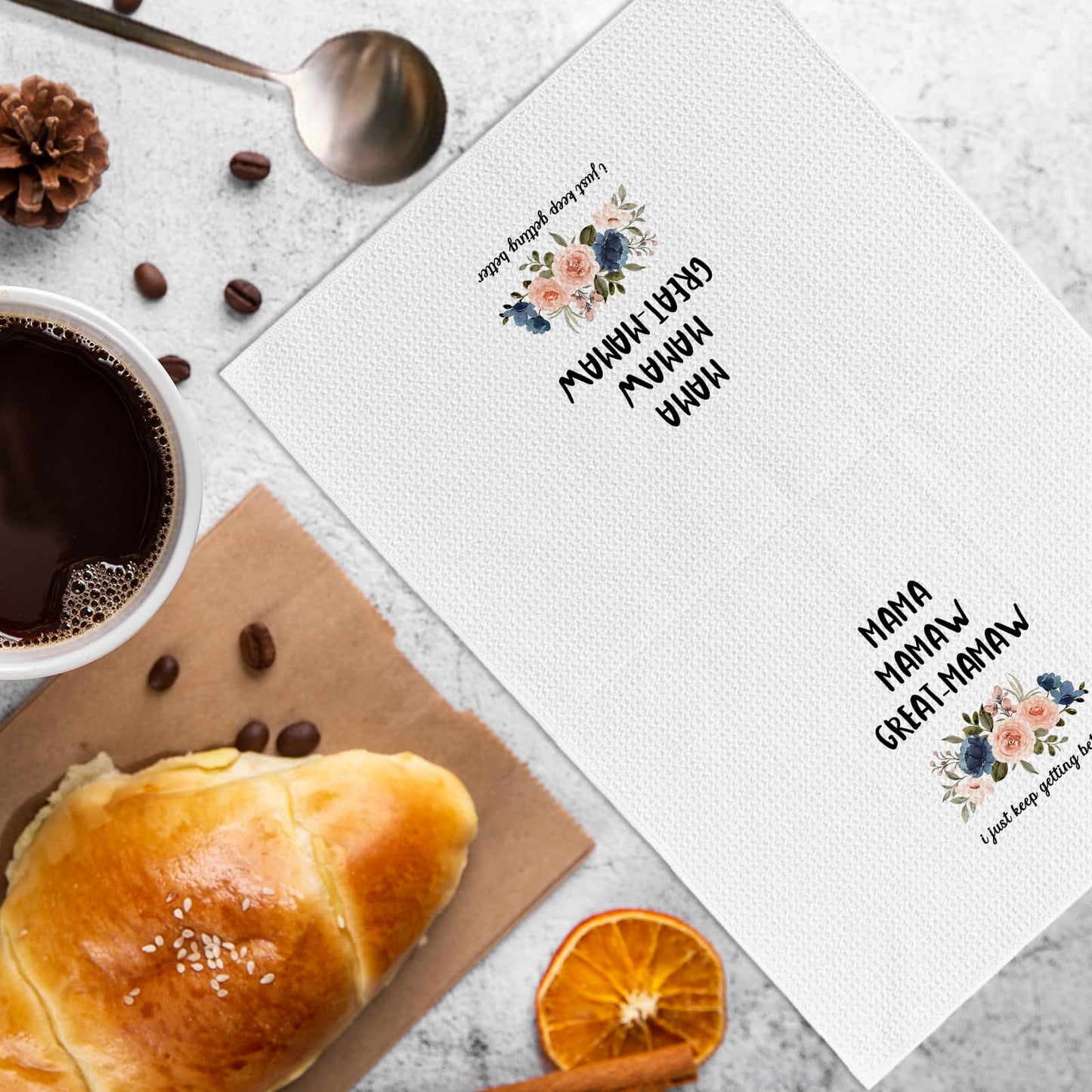 Mama Mamaw Great-Mamaw Gifts Kitchen Towels, Grandmas Announcement Gifts, Mothers Day Birthday Gift for Great Grandma, Great Grandma Hand Tea Towels for Kitchen Bathroom Decor, 16x24 Inch