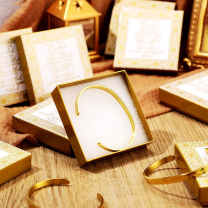 Ferreve 6/12/24 Sets Eid Al-adha Ayatul Kursi Bracelets Bulk Islamic Jewelry Gifts for Women Muslim Eid Mubarak Bracelets Arabic Calligraphy Cuff Gold Bangle with Box for Islamic Party Favor