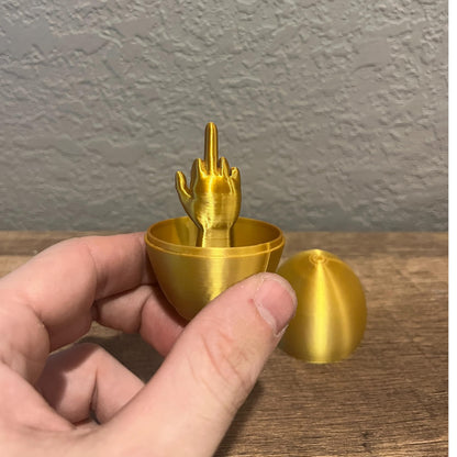 Middle Finger Easter Egg – Funny Adult Easter Gag Gift, Flip Off Prank Egg for Adults, Coworkers & Friends – Hilarious Easter Basket Stuffer & Novelty Easter Decor (Shiny Gold, 1 Pack)
