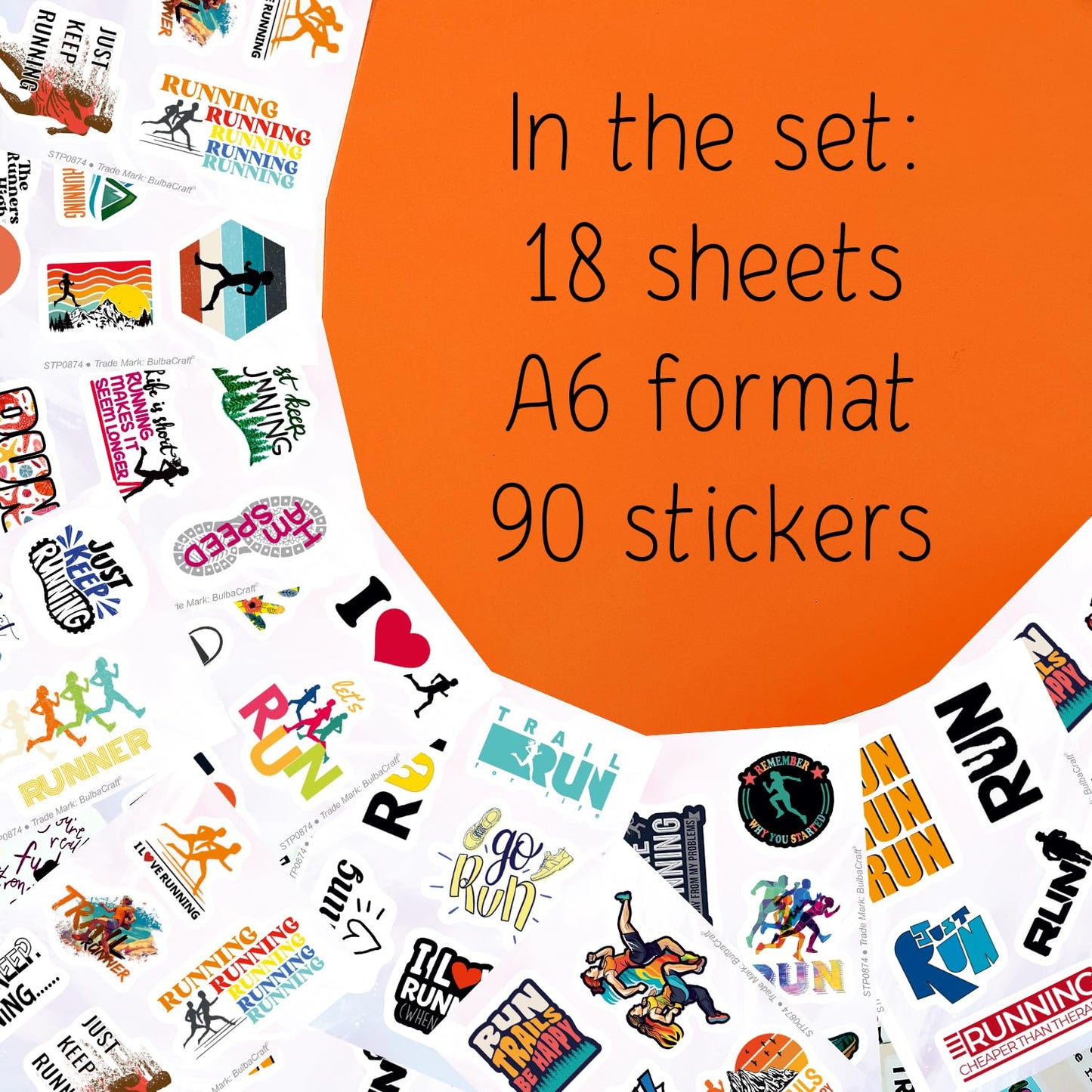 BulbaCraft Running Stickers for Water Bottles, Run Stickers and Decals, Runner Decals - Running Themed Party Decorations, Presents for Marathon Runners Men, Gifts for Women & Men