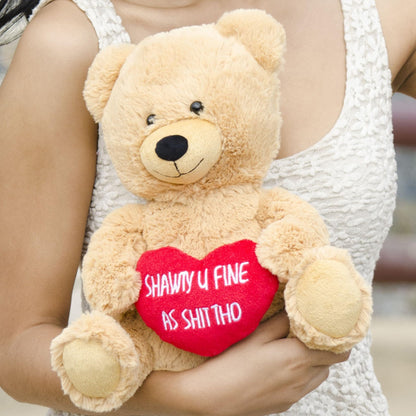 Hollabears Shawty U Fine 10" Original Valentine's Day Gift for Girlfriend Wife Best Friend Teddy Bear Plush