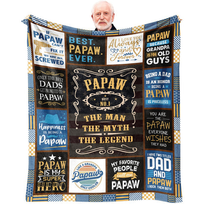 Gifts for Papaw Fathers Day Throw Blanket 60x50 Inch, Papaw Gifts from Grandkids/Grandson/Granddaughter, Papaw’s Gift for Grandpa, Best Papaw’s Birthday Gift