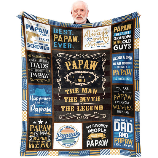 Gifts for Papaw Fathers Day Throw Blanket 60x50 Inch, Papaw Gifts from Grandkids/Grandson/Granddaughter, Papaw’s Gift for Grandpa, Best Papaw’s Birthday Gift